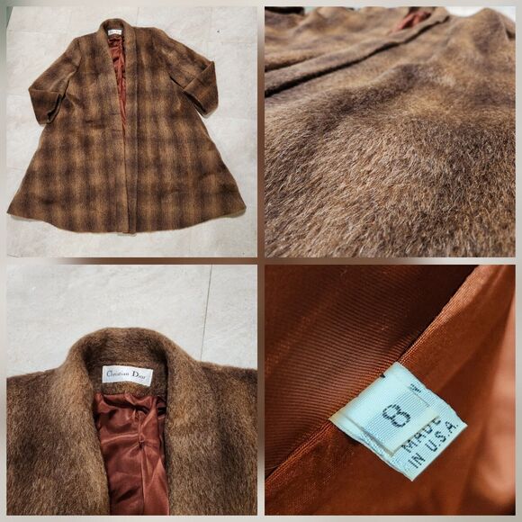 VTG Christian Dior Womens Size 8 USA Made Long Fur Coat Jacket Mink? W Pockets - Picture 1 of 16